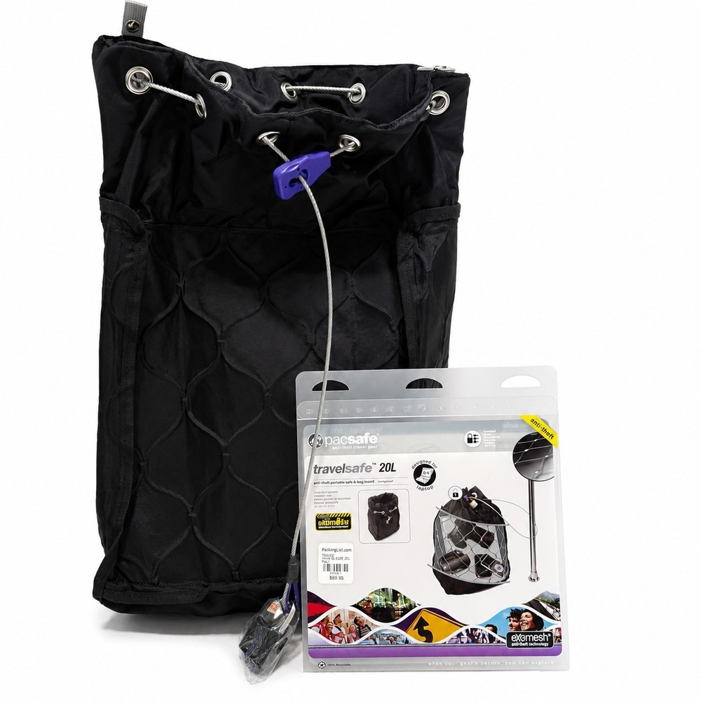 Pacsafe TravelSafe 20L eXomesh Portable Safe New Open Box w/ Lock Keys PE002BK